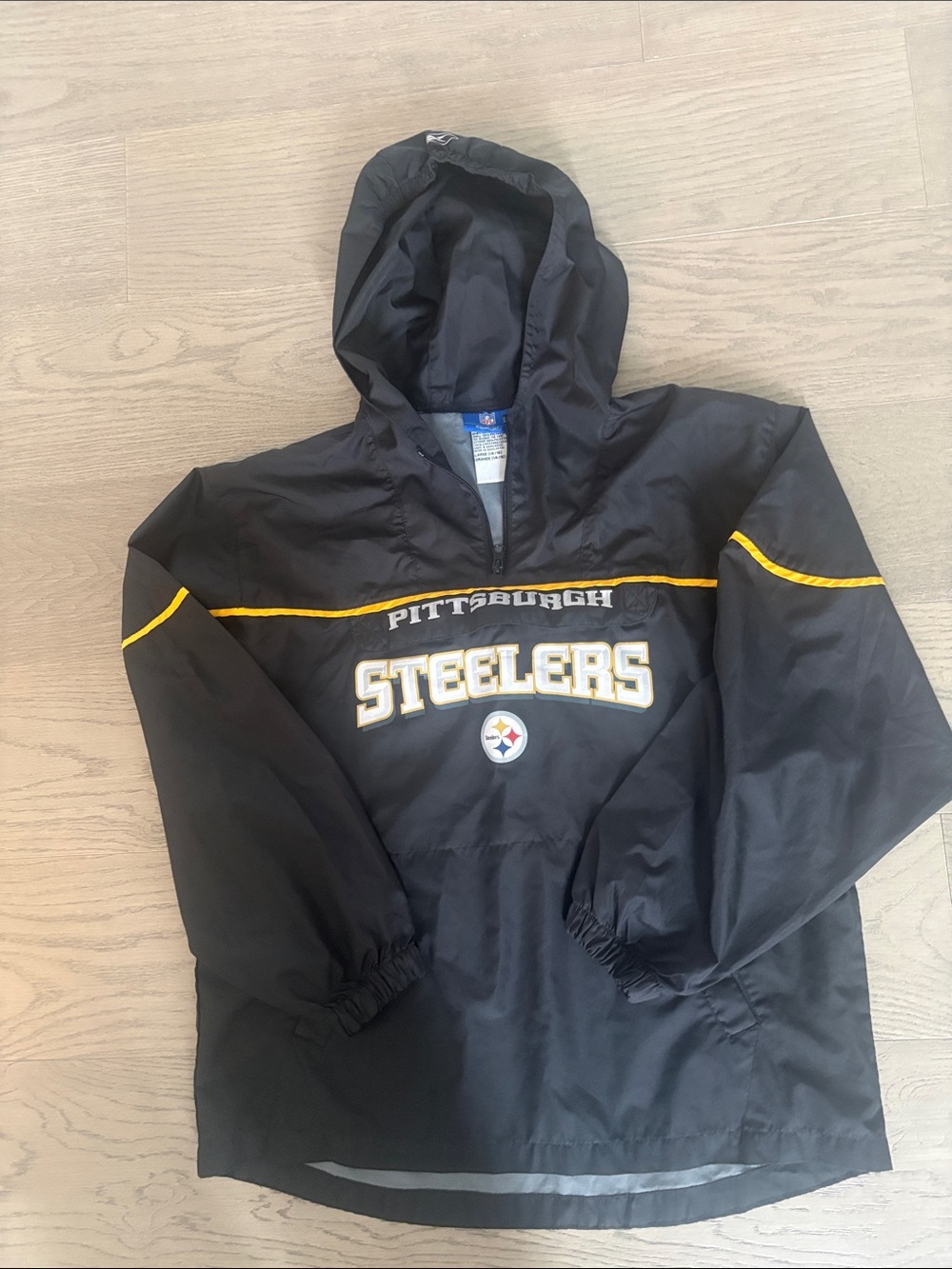 NFL Vintage Pittsburgh Steelers Black & Yellow Hooded Rain Pullover